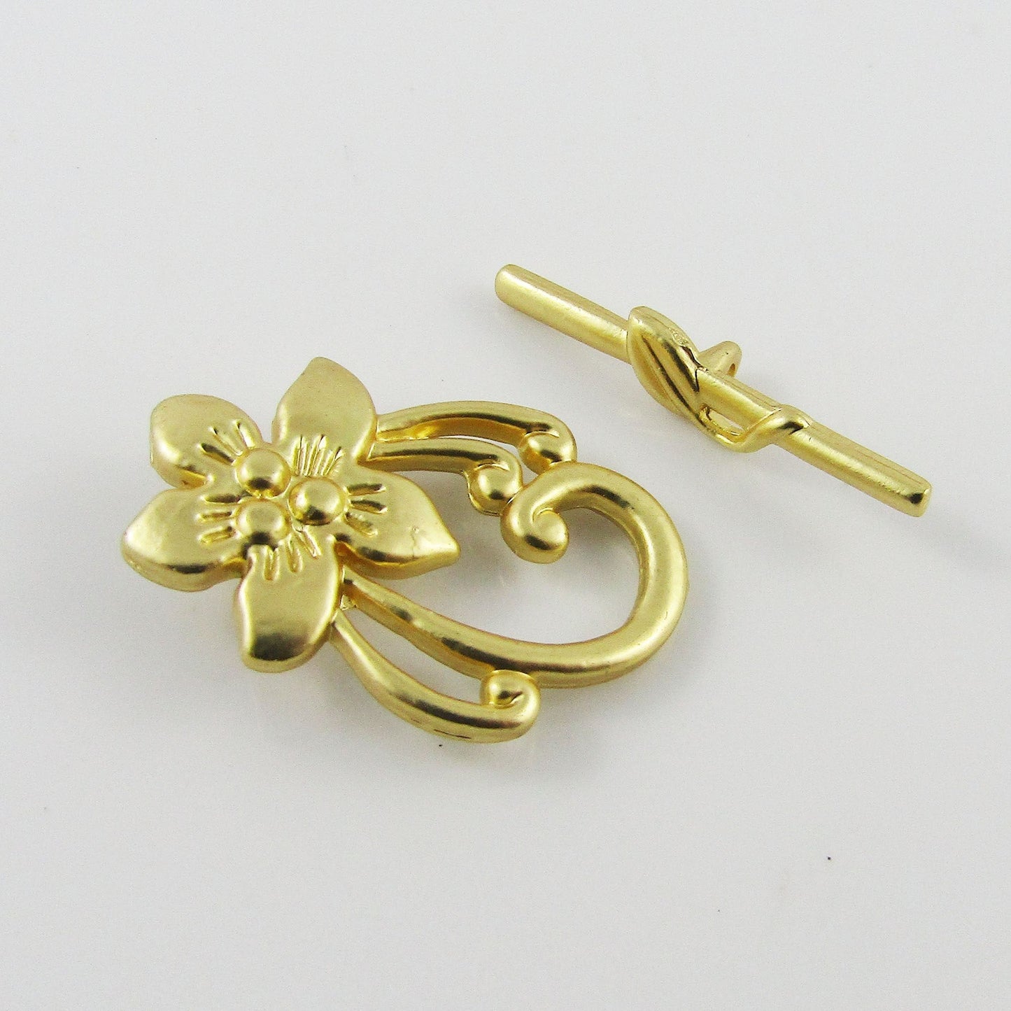 Bulk 5 sets (10pce) DIY Flower Toggle Clasp Finding 30x20mm MATT Gold