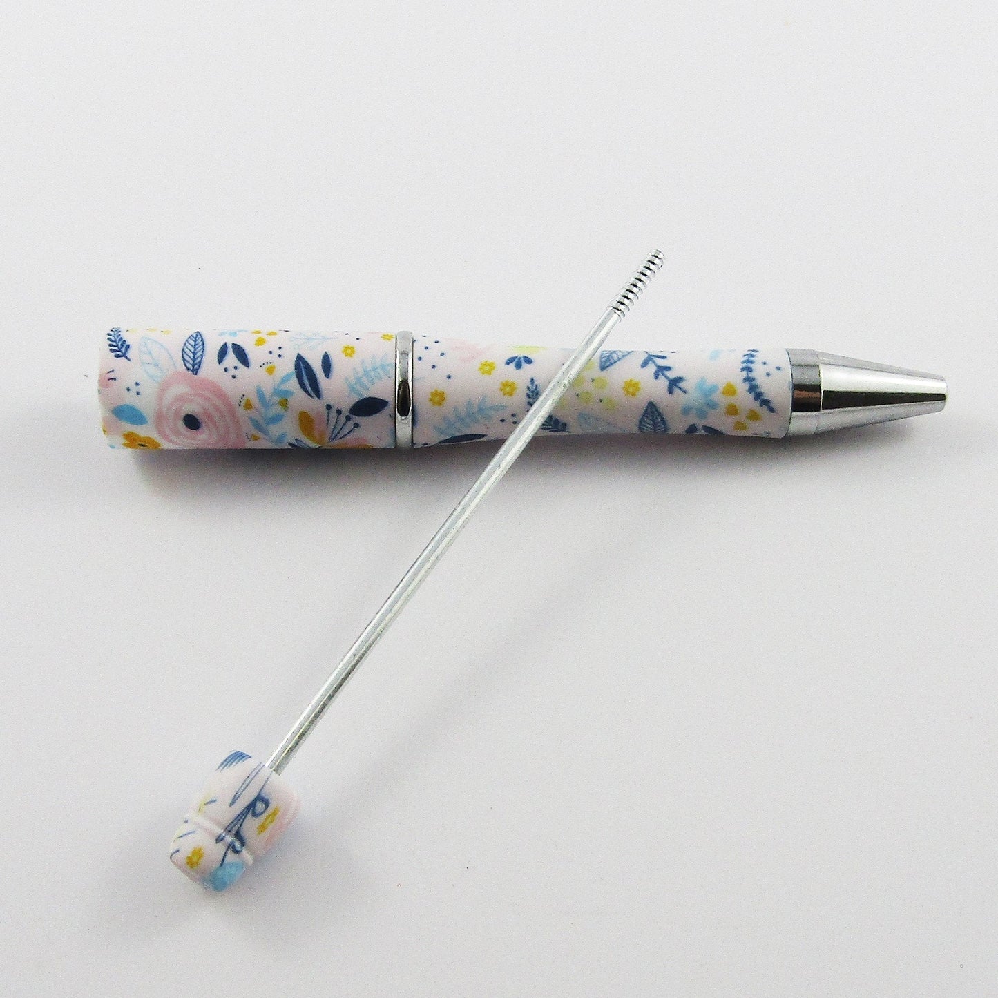 Blank DIY Blue Floral Print Beadable Pen 144mm Personalised Gift Idea Select Qty