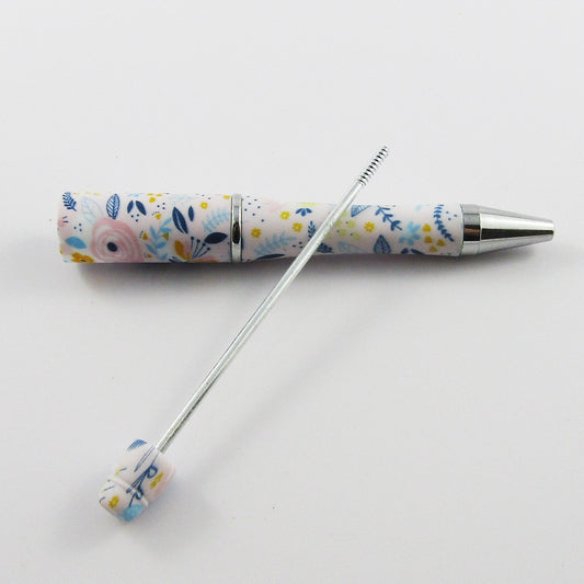 Blank DIY Blue Floral Print Beadable Pen 144mm Personalised Gift Idea Select Qty