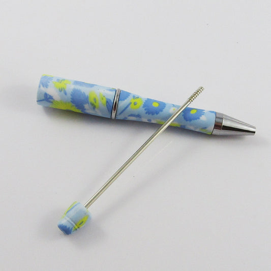 Blank DIY Blue Floral Print Beadable Pen 144mm Select Qty