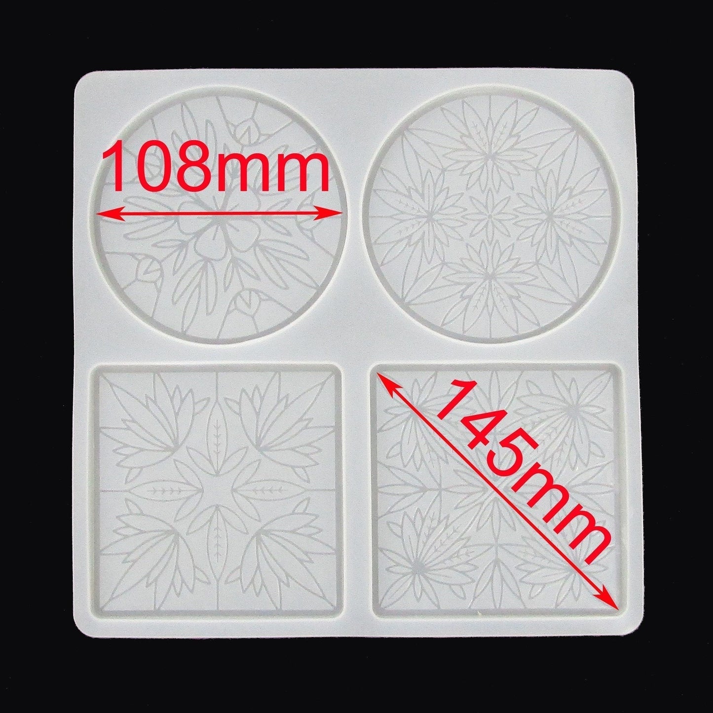 Mixed Round & Square Flower Mandala Coaster Silicone Mould for Epoxy Resin
