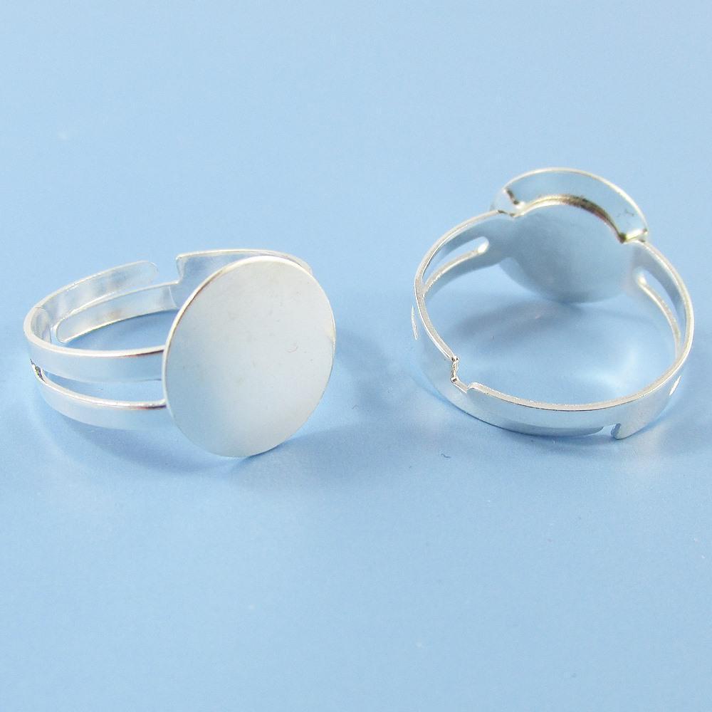 Bulk 10pce DIY Adjustable Ring Base with 12mm Glue Pad 18mm Dia SP Brass