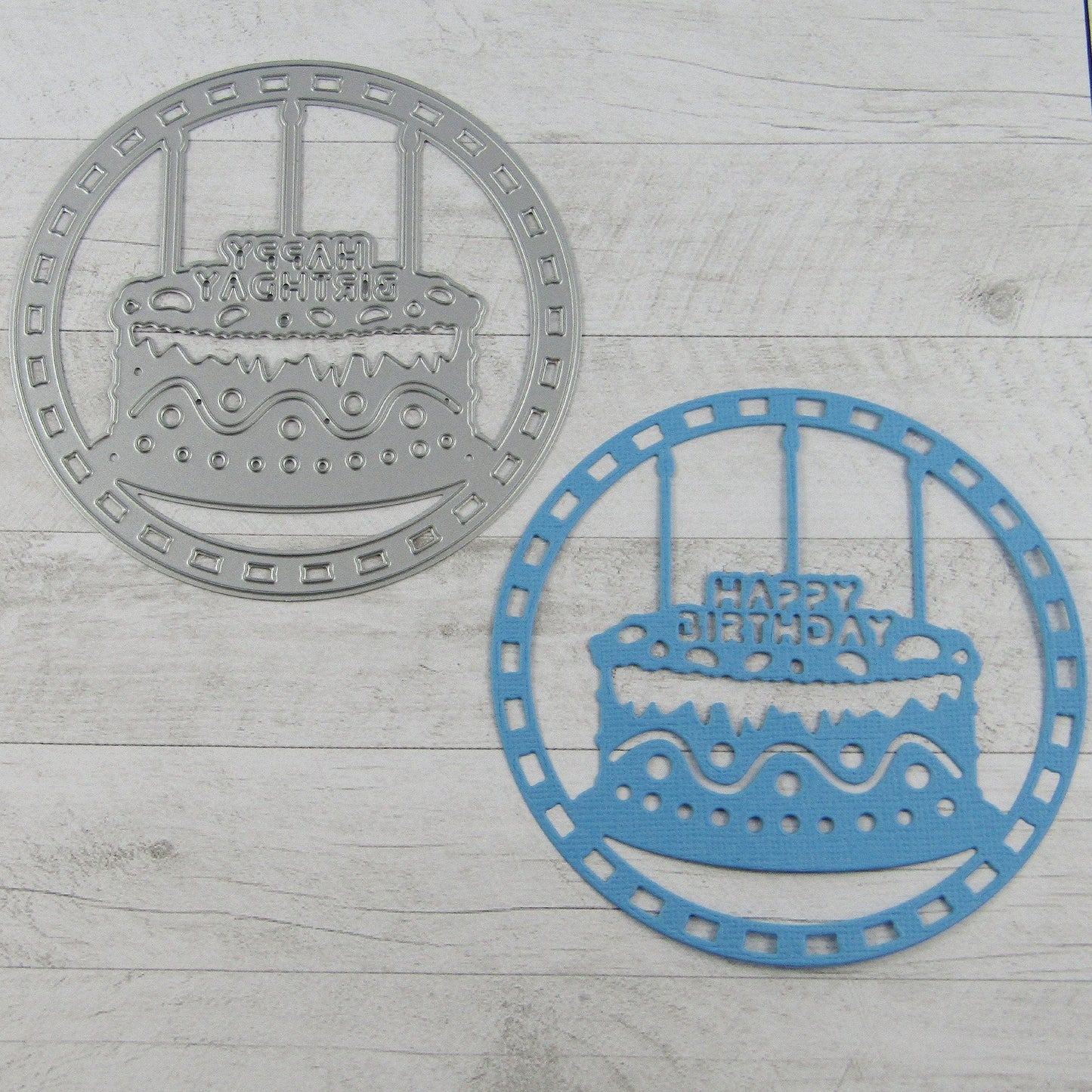 Round Happy Birthday Cake Cutting Die Carbon Steel Scrapbooking Card Making etc