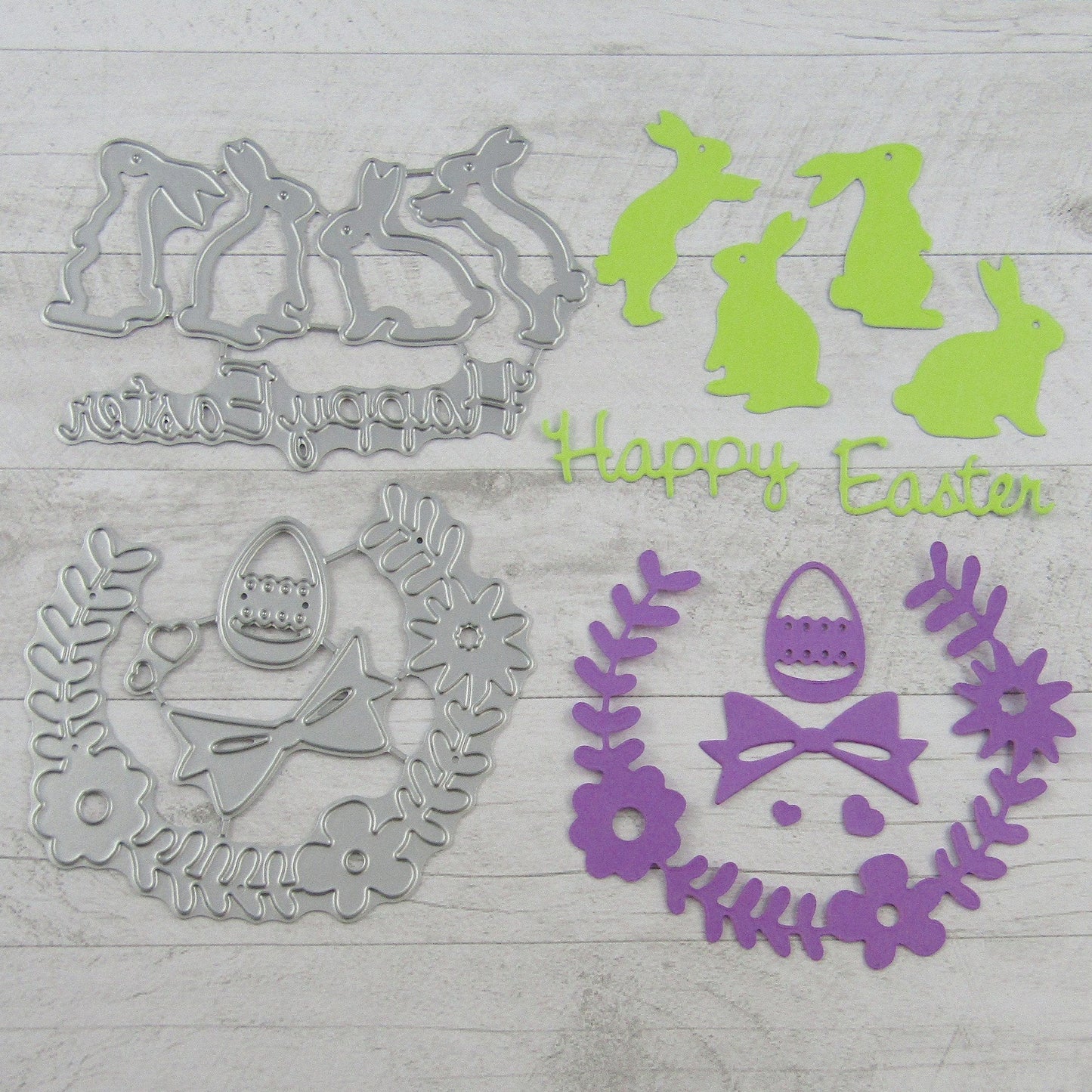 2pc set Rabbits Happy Easter Cutting Die Carbon Steel Scrapbook Card Making etc