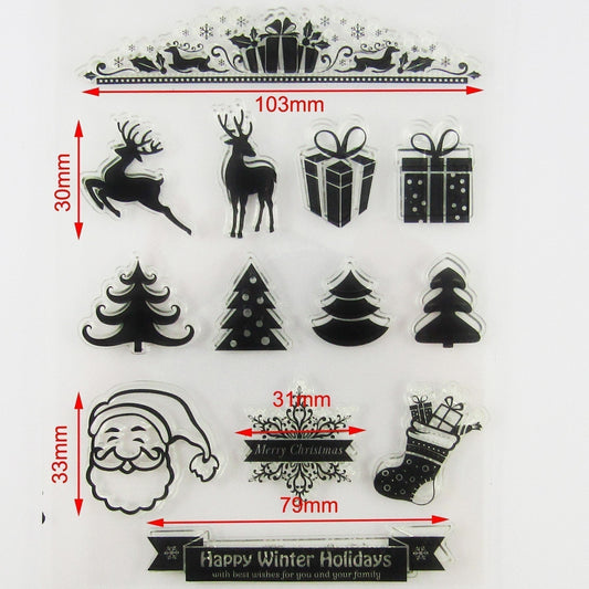 Happy Winter Holidays Christmas Clear Stamp Silicone Rubber Scrapbooking Cards