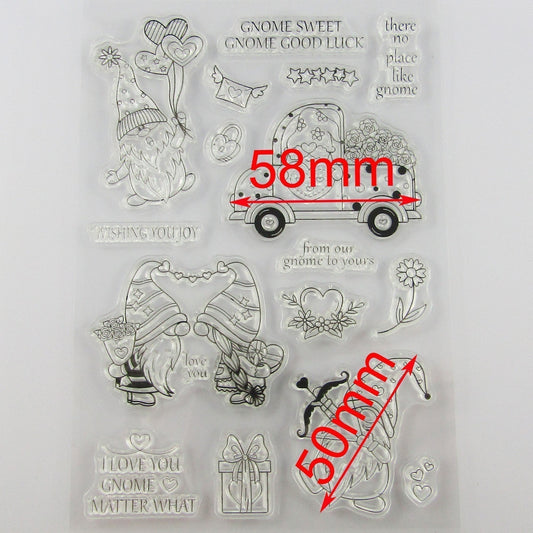 Gnome Love Clear Stamp Sheet Silicone Rubber Journal Scrapbook Card Making
