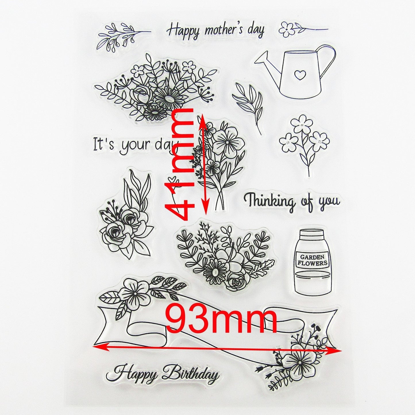 It's Your Day Flowers Clear Stamp Sheet Silicone Rubber Journal Scrapbook Cards