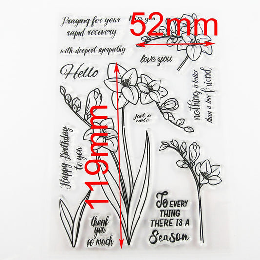 Orchid Flower Messages Clear Stamp Sheet Silicone Journal Scrapbook Cards