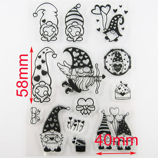 Valentine's Day Gnomes Clear Stamp Sheet Silicone Journal Scrapbook Cards