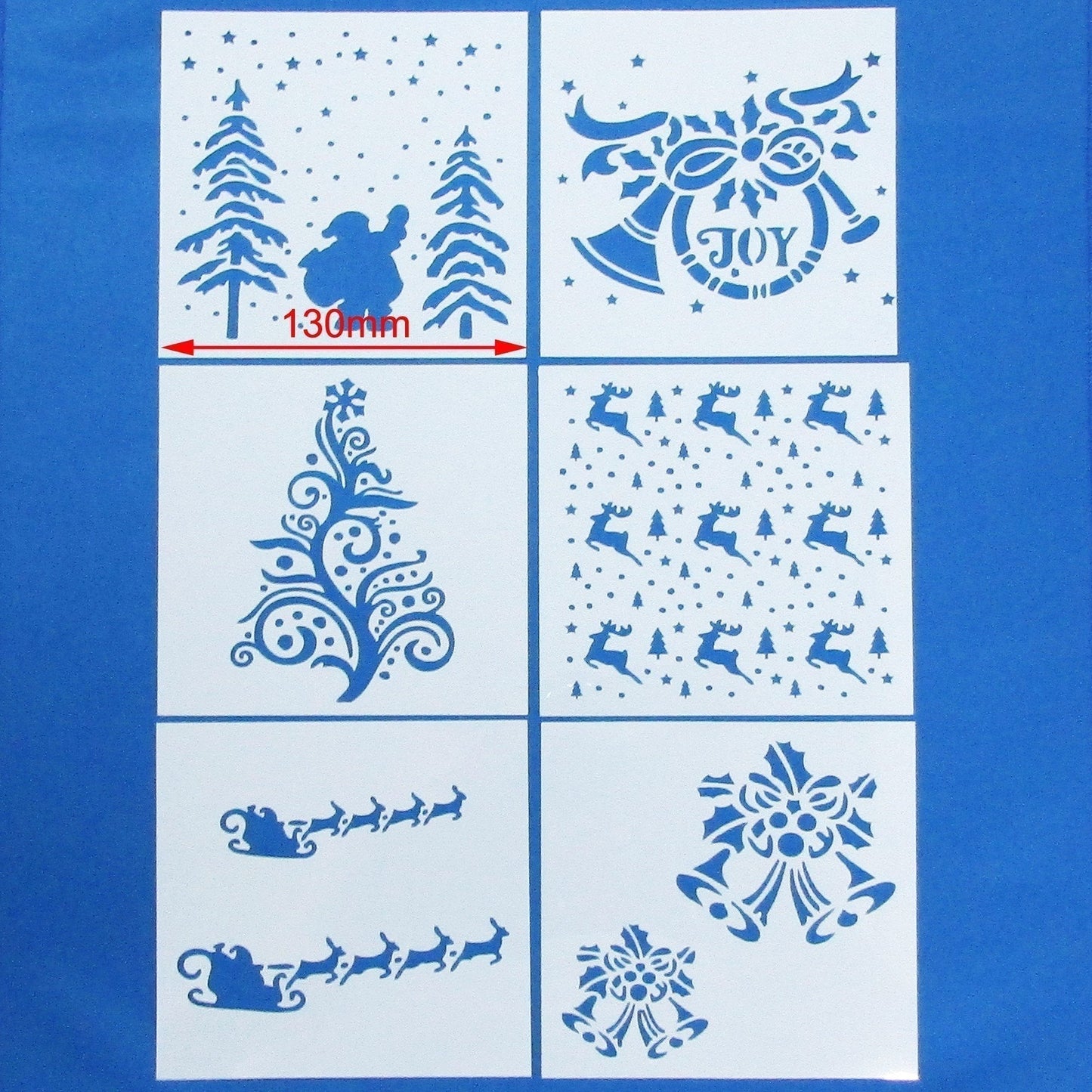 6pc set Christmas Stencils 130mm Flexible Scrapbooking Cards Canvas & More
