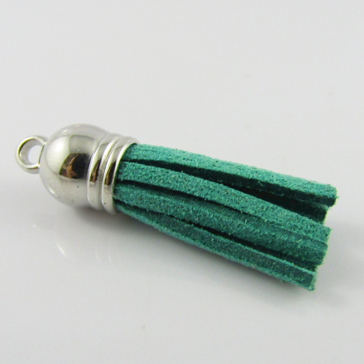 10pce Faux Suede Tassel 35-37mm CCB Acrylic Cap Jade Colour Accessory