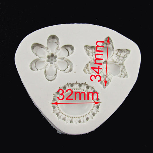 Flower Cabochon FOOD GRADE Silicone Mould for Chocolate Fondant Epoxy Resin