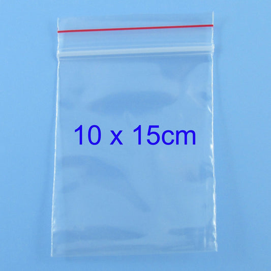 500 x Bulk Resealable Zip Lock Plastic Bags 100mm x 150mm Ziplock Reseal Clip
