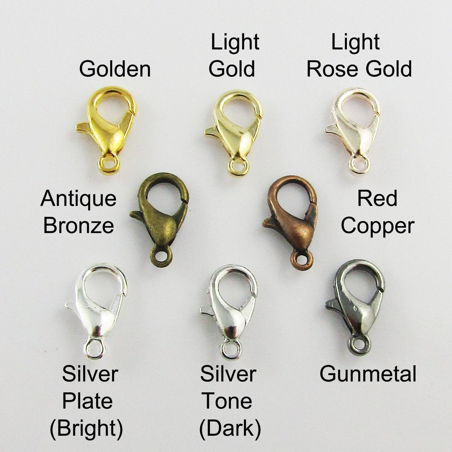 Parrot Lobster Clasps Findings 20 Pieces 12mm x 6mm Select Colour