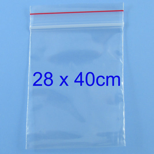 100 x Bulk Resealable Zip Lock Plastic Bags 280mm x 400mm Ziplock Reseal Clip