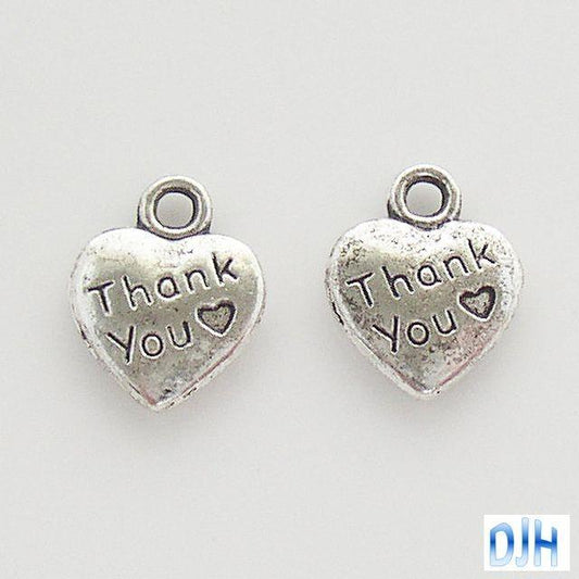 Bulk Thank You Heart Mini Charm Wedding Bomboniere Pendant Select Qty