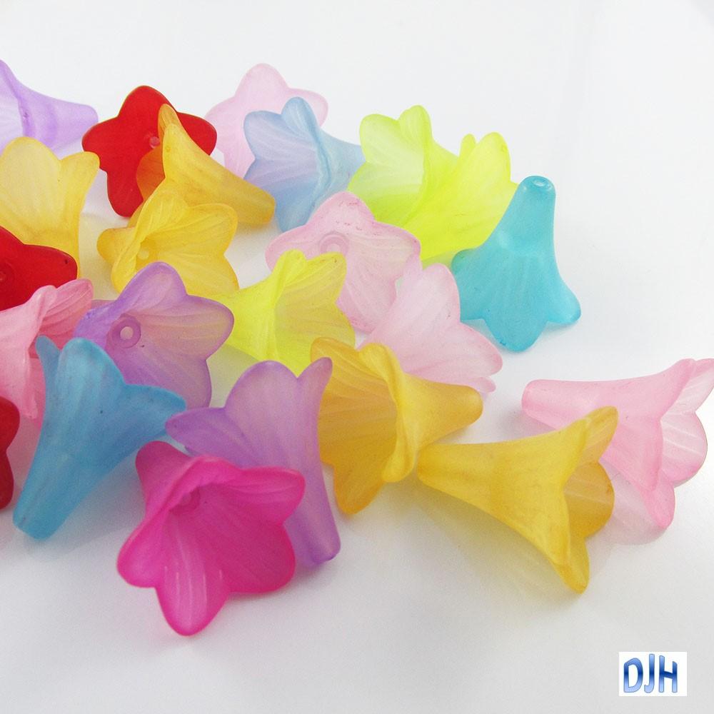 49pcs Lily Flower Bead Craft Beads Frosted Acrylic Mixed 22x21mm Hole 1.8mm