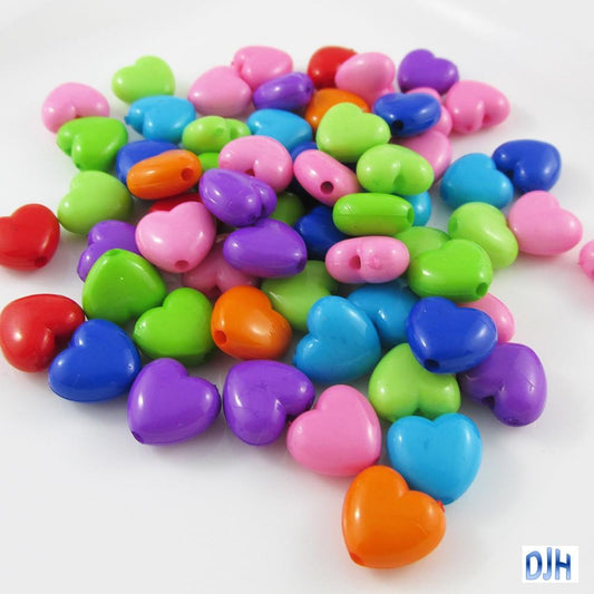 50g 120+pcs Acrylic Opaque Heart Craft Beads 10x11x6mm Hole 2mm