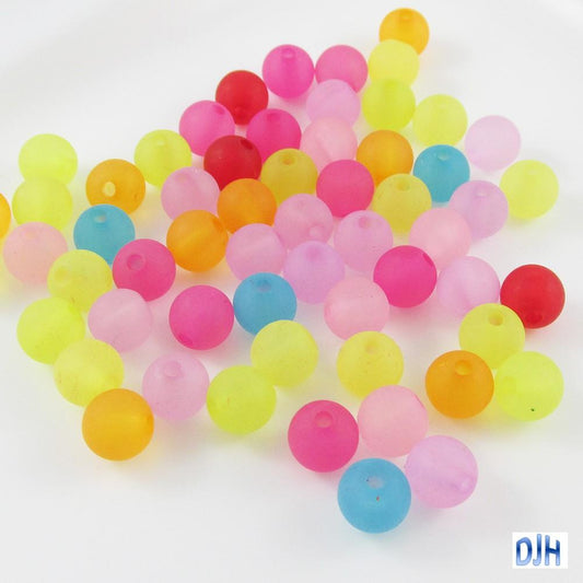 50g 185+pcs Acrylic Ball Frosted Round Craft Beads 8mm Hole 2mm