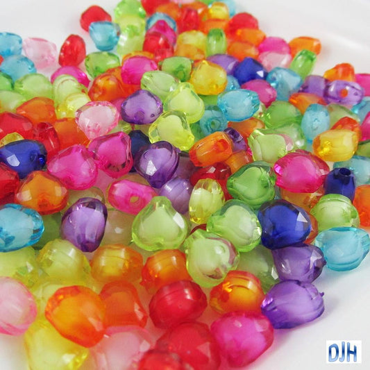 50g 165+pcs Acrylic Faceted Bead in Bead Heart Craft Beads 9x10x6mm Hole 2mm