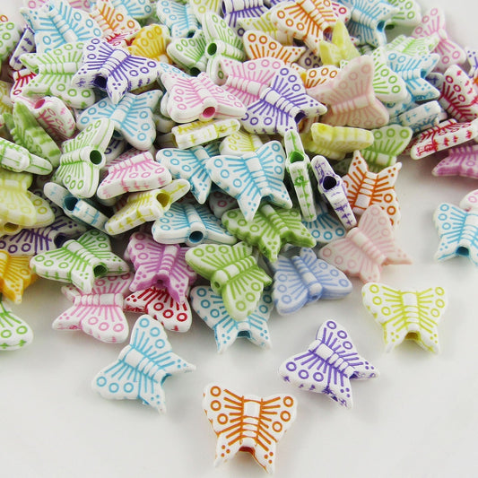 50g 110+pcs Acrylic Butterfly Craft Beads 15.5mm Hole 0.5mm