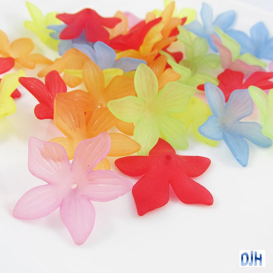 20pcs Star Flower Bead Cap Craft Beads Frosted Acrylic Mixed 27x7mm Hole 1.2mm