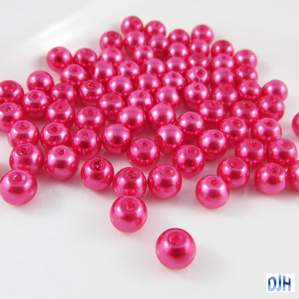 20g 65+ pcs Round Glass Pearl Beads 6mm Select from 12 colours
