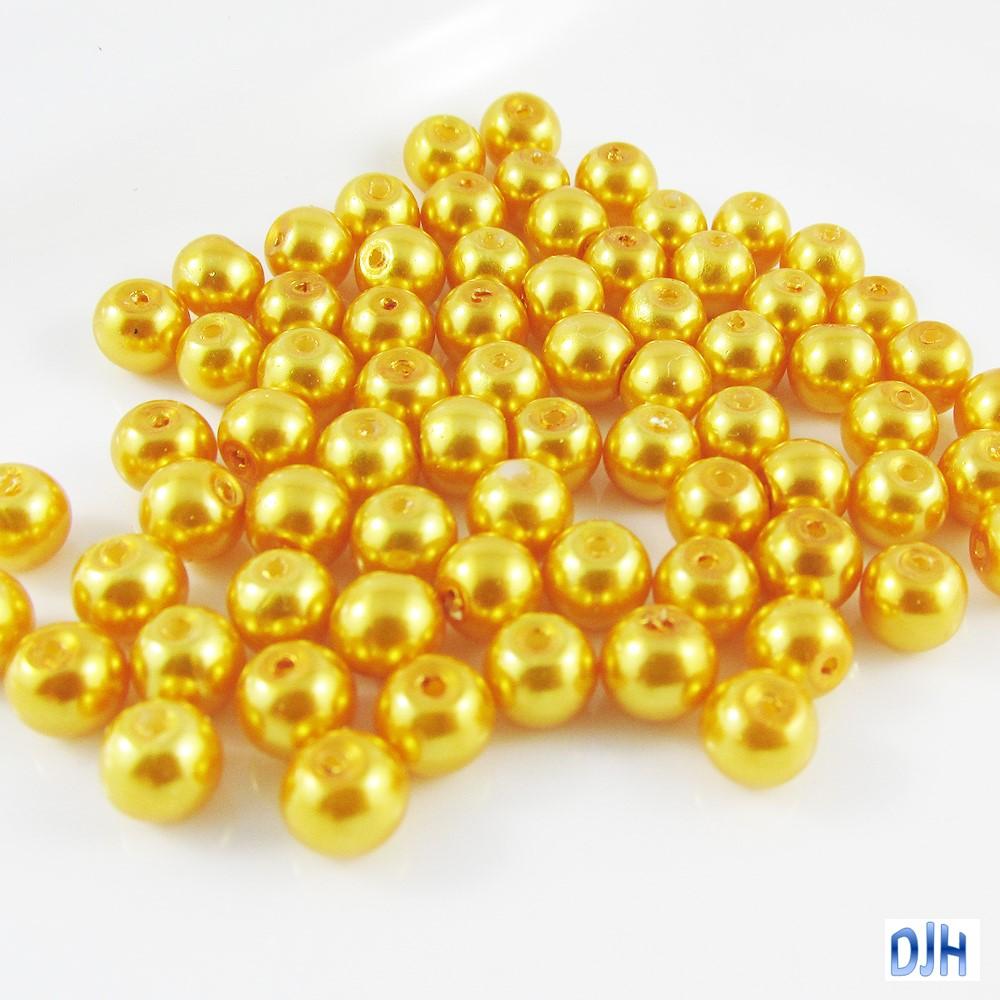 20g 65+ pcs Round Glass Pearl Beads 6mm Select from 12 colours