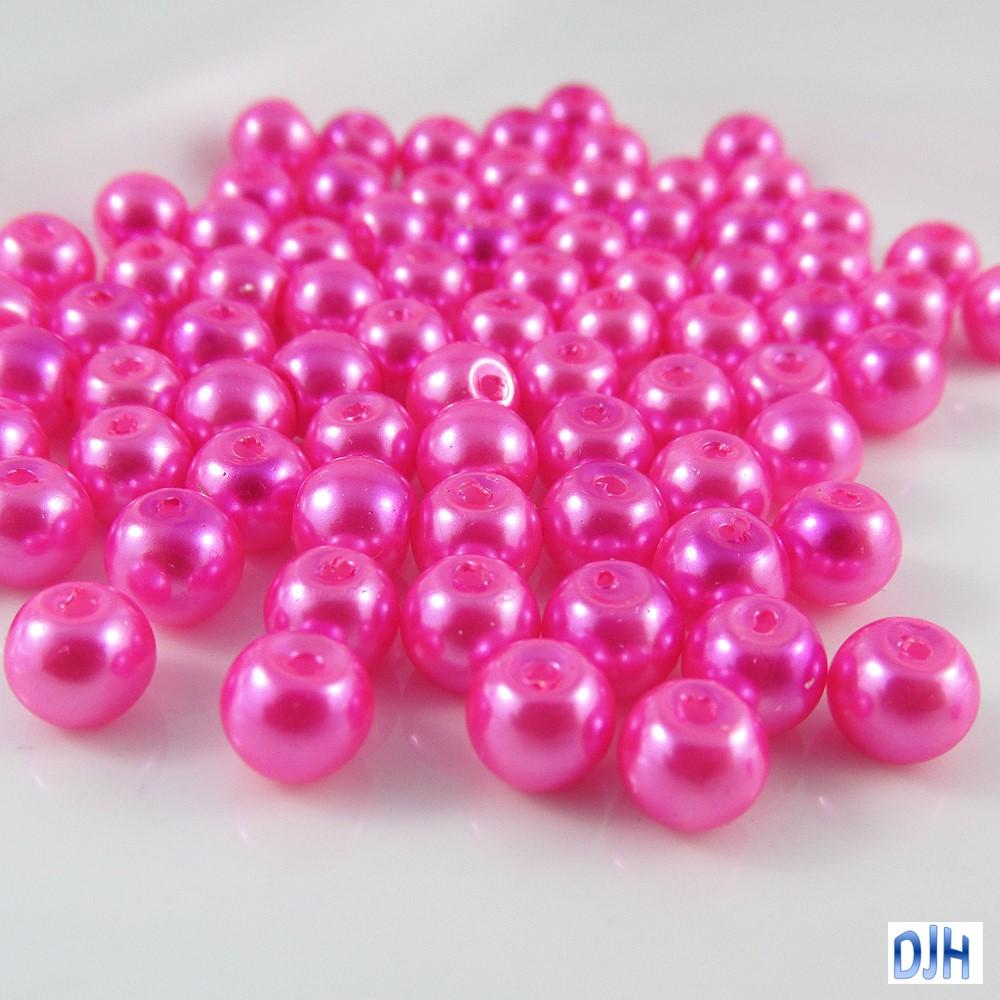20g 65+ pcs Round Glass Pearl Beads 6mm Select from 12 colours