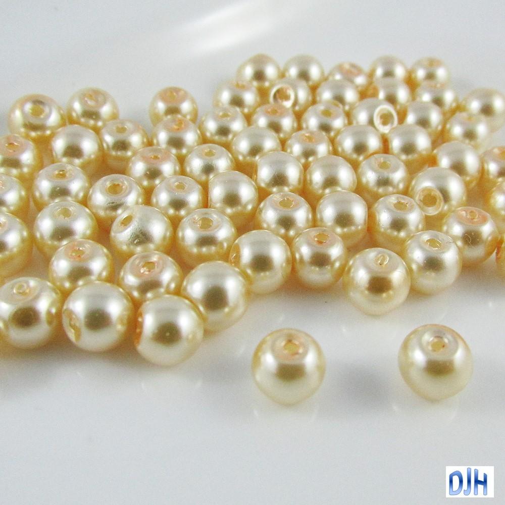 20g 65+ pcs Round Glass Pearl Beads 6mm Select from 12 colours