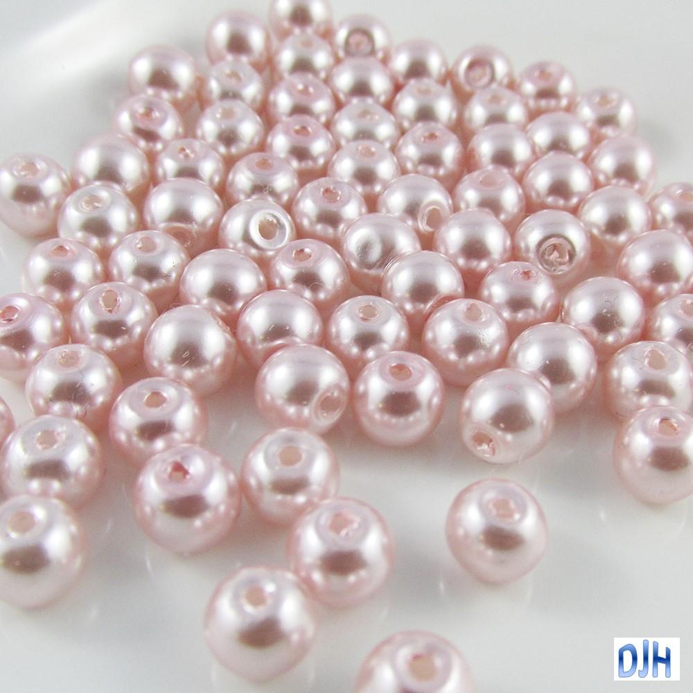 20g 65+ pcs Round Glass Pearl Beads 6mm Select from 12 colours