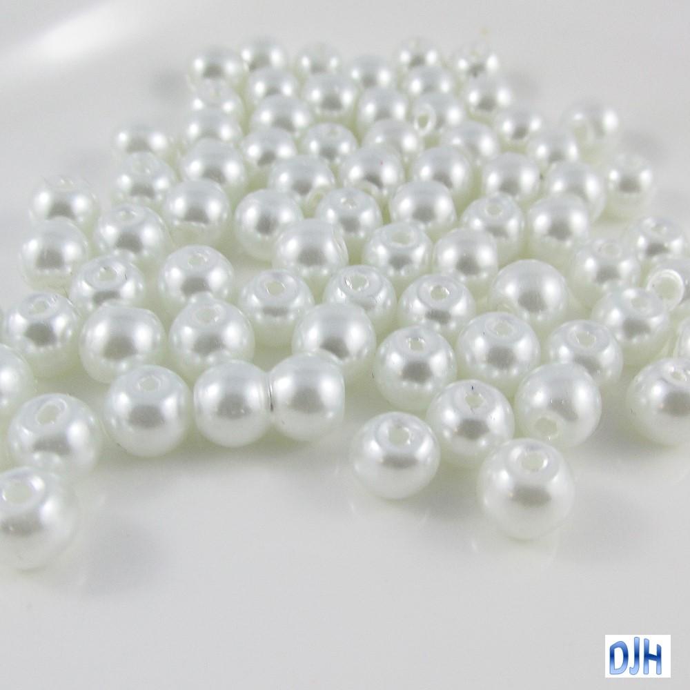 20g 65+ pcs Round Glass Pearl Beads 6mm Select from 12 colours