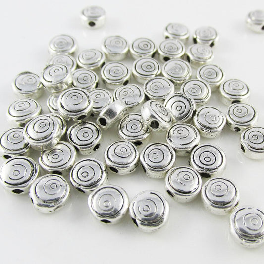 50pcs Circle Disc Spacer Beads Tibetan Style 6mm Hole 1.4mm