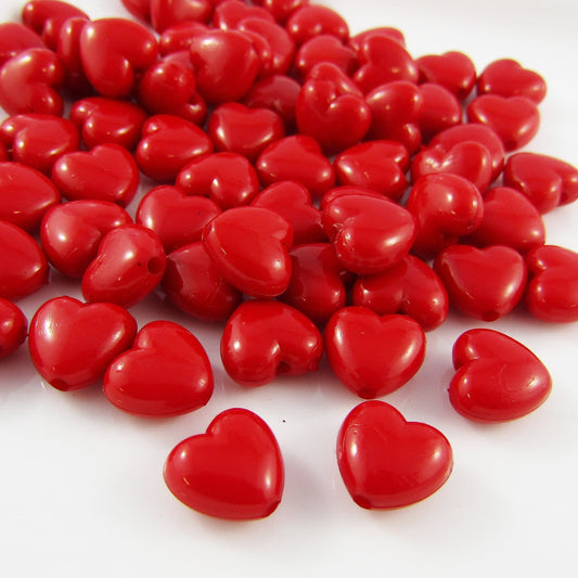 50g 115+pcs Acrylic Puffy Valentine Love Heart Craft Beads 10x11x6mm Hole 2mm