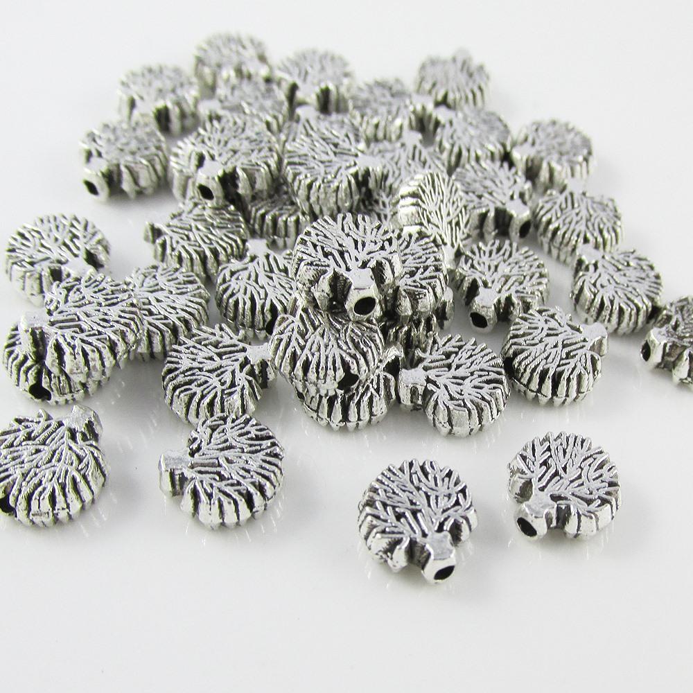 50pcs Tiny Tree of Life Spacer Beads 8x8mm Hole 1mm Antique Silver