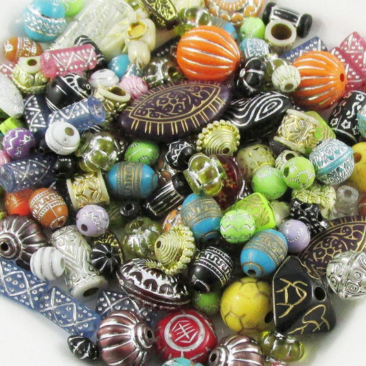 50 g Metallic Etched Acrylic Craft Beads Random Mix Great for Jewellery Making!