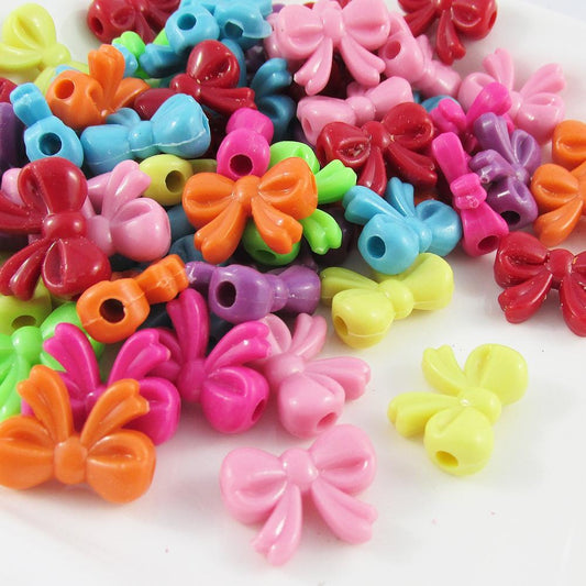 50g 55+pcs Acrylic Bow Craft Beads Opaque 20x15.5x8mm Hole 3mm