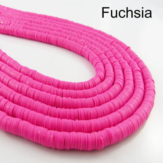 One Strand 330pcs Wafer Disc Fuchsia Polymer Clay Beads Katsuki Bead 6mm