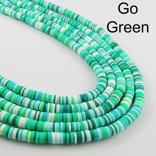 One Strand 330pcs Wafer Disc Go Green Polymer Clay Beads Katsuki Bead 6mm