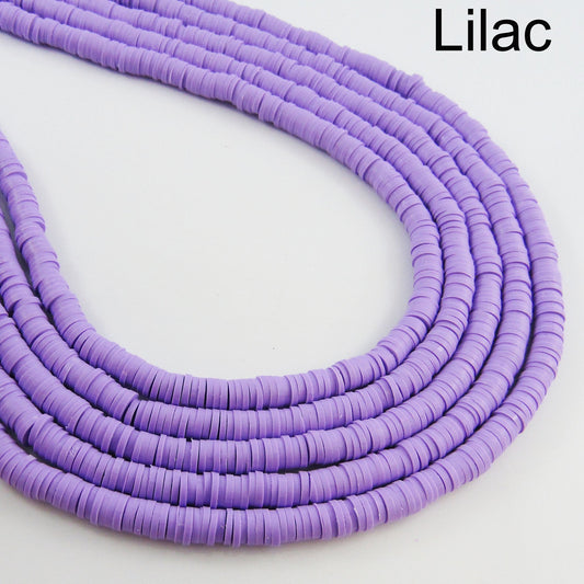 One Strand 320pcs Wafer Disc Lilac Polymer Clay Beads Katsuki Bead 6mm
