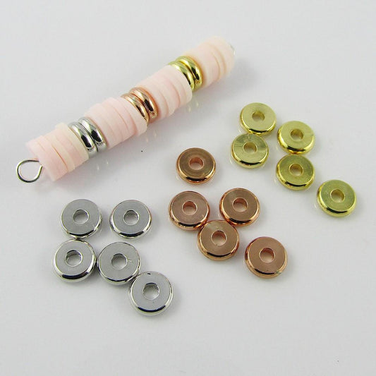 20pcs Brass Tiny Disc Spacer Beads 6mm Hole 1.8mm Gold Silver or Gunmetal