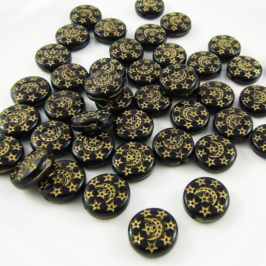 50g 80+pcs Acrylic Disc Metallic Moon & Star Craft Beads 13x5mm Hole 1.5mm