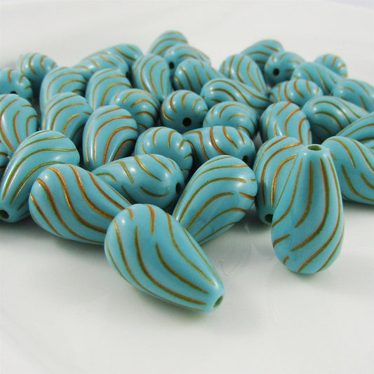 50g 45+pcs Acrylic Metallic Etched Teardrop Craft Beads 16.5x10mm Hole 1mm