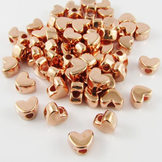 Bulk 50pcs Acrylic Heart Spacer Bead Craft Beads 12x9mm Hole 3.8mm Rose Gold