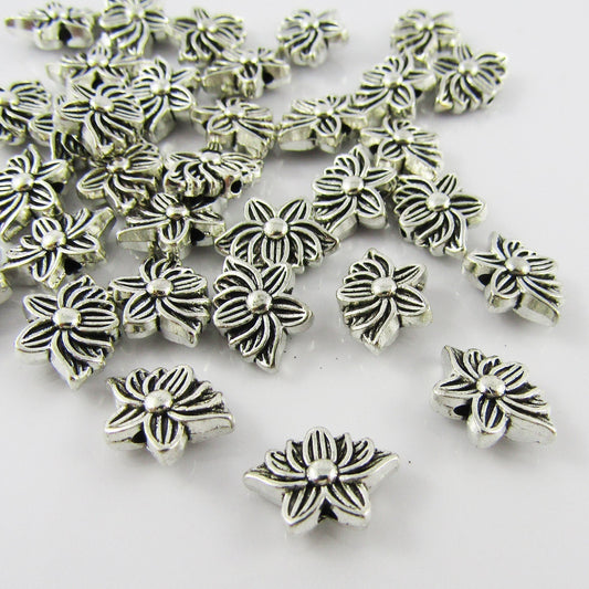 Bulk 58pcs Lotus Flower Bead Alloy 9x12.5x4mm Hole size 1mm