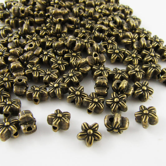 Bulk 50pcs Tiny Daisy Bead Alloy 7x7mm Hole size 1.5mm