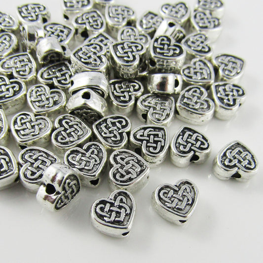 Bulk 50pcs Chinese Knot Heart Bead Alloy 7x7mm Hole size 1.5mm
