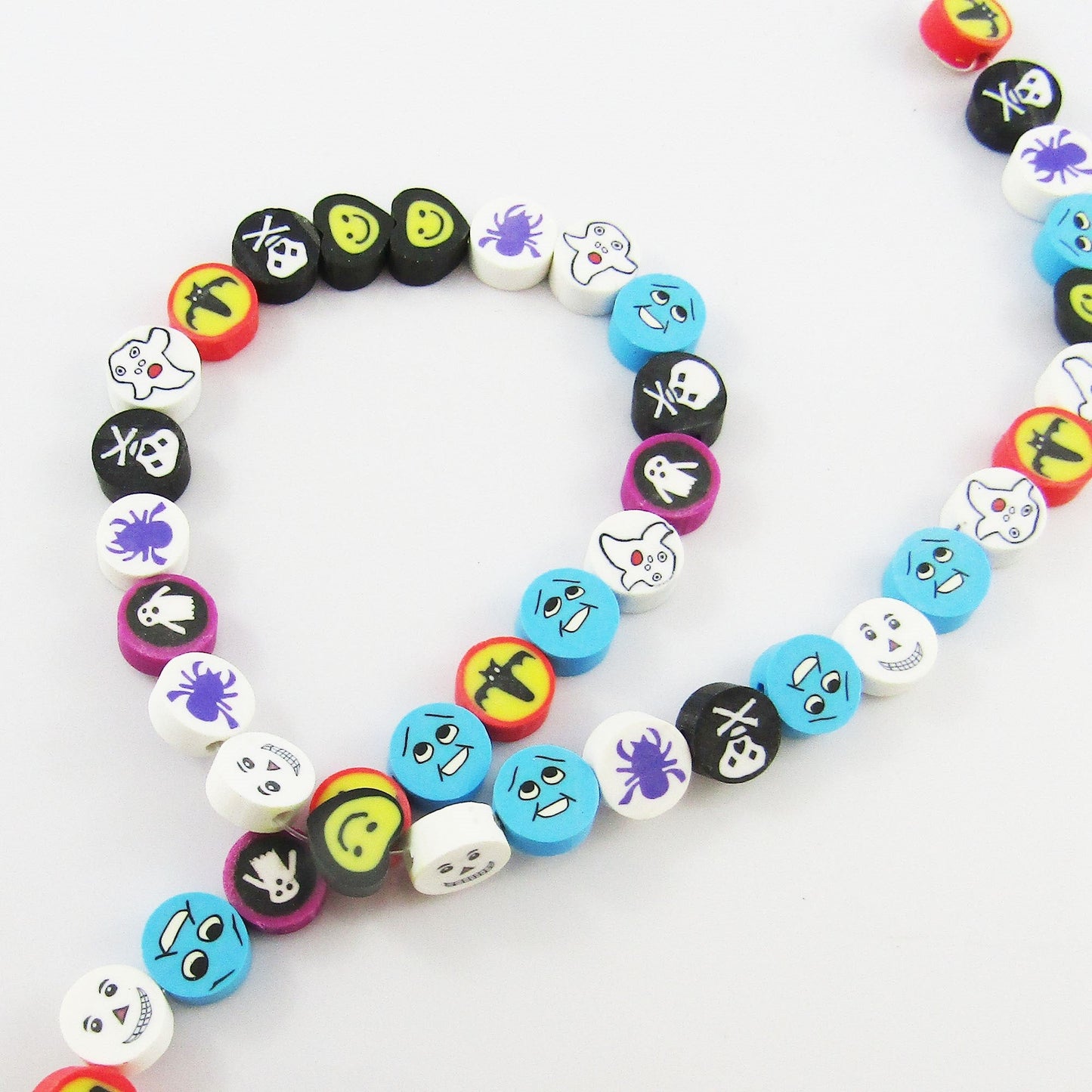 1 strand Approx 38pcs Polymer Clay Halloween Theme Beads 7-9x9-11x4mm Hole 1.5mm