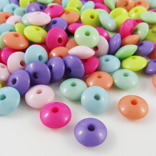 50g 245+pcs Acrylic Rondelle Beads Opaque Pastels 4x9mm Hole 1.8mm