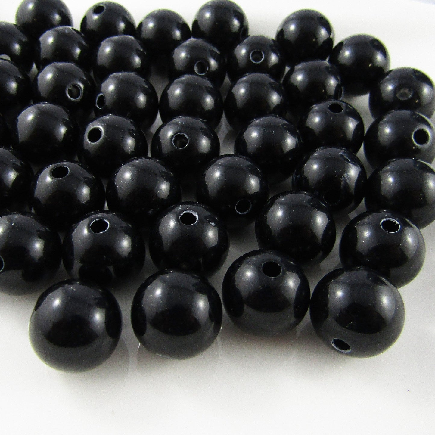 50g 29+pcs Acrylic Round Opaque Black 14mm Hole 3mm
